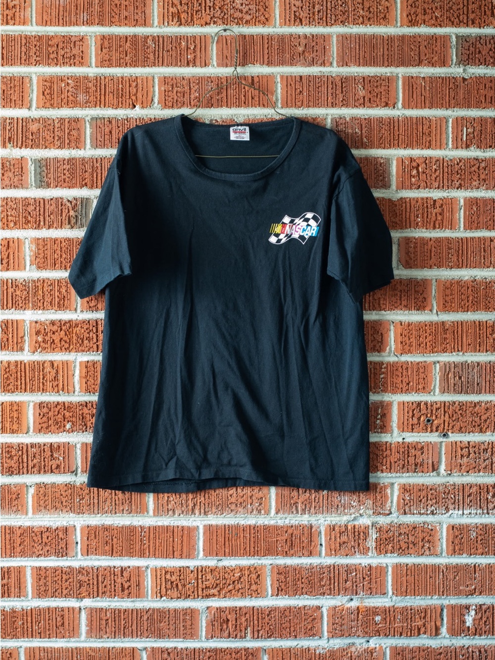 Vintage 90s NASCAR Graphic Logo T Shirt L Black Anvil Made In USA Mens